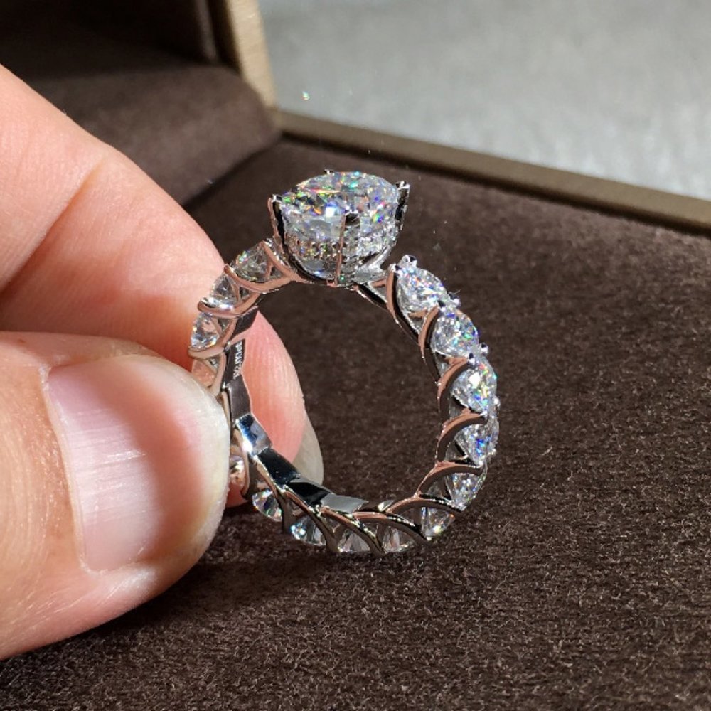 NEW 925 Sterling Silver Oval Cut Diamond Ring D - Picture 5 of 5